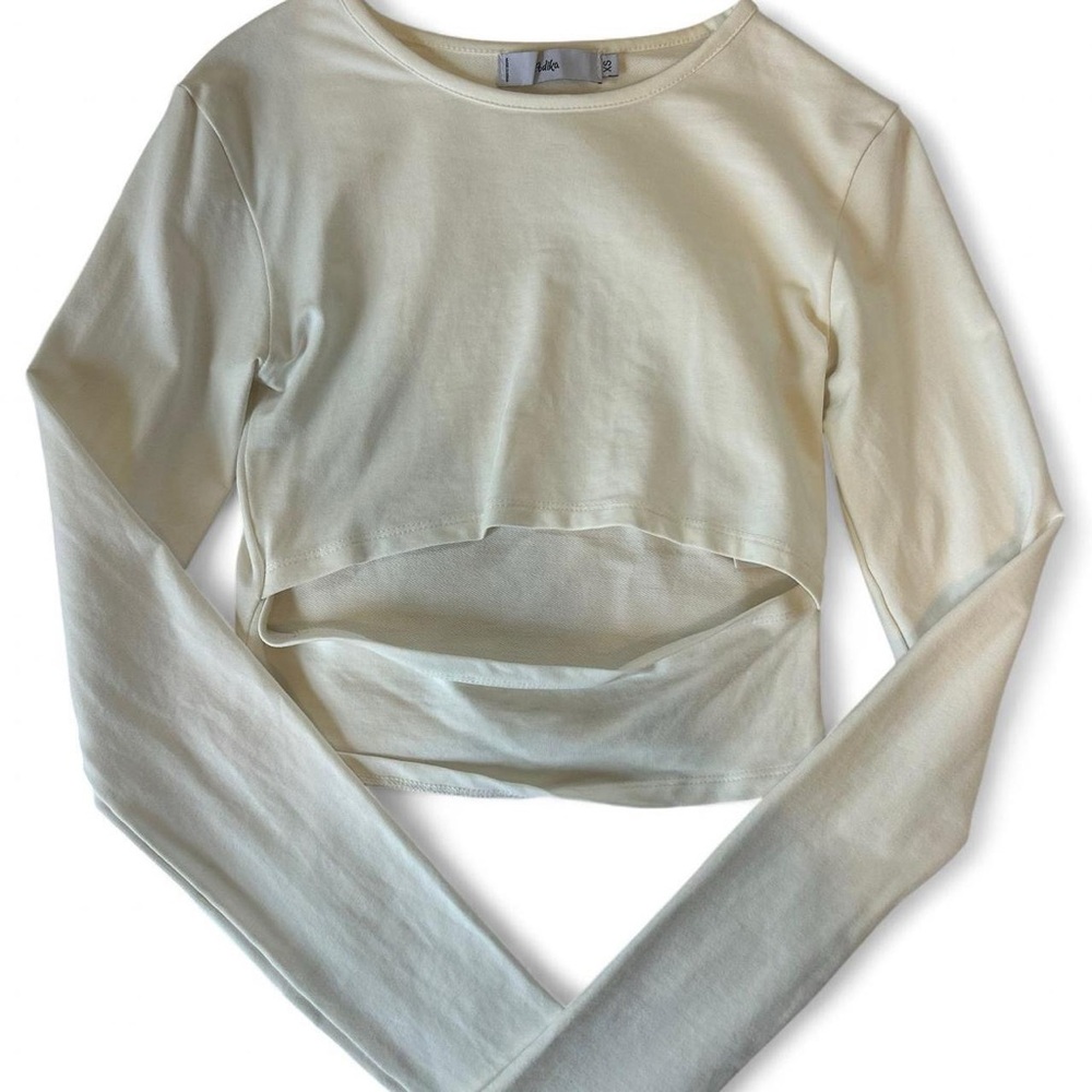 Cream Long Sleeve Crop Top
